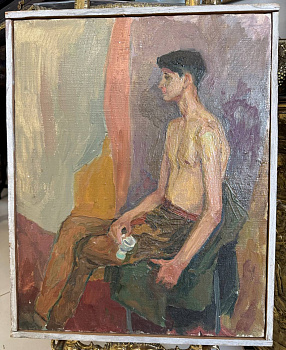 РАСПРОДАЖА ! Картина " Юноша" Художник Донцова. СССР. Холст, масло.