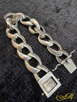  Браслет серебро мужской, 925 пр. Вес 71,1 гр, длина 20 см