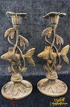 Подсвечники пара, бронза 2 полов.ХХ в, Касли.