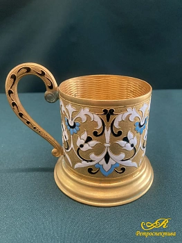 Подстаканник с горячей эмалью. ЛФ 7 МЕТАЛЛ. СССР.