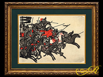 Литография «Русские витязи». Из серии «Куликовская битва», 1980 А. Д. Шмаринов