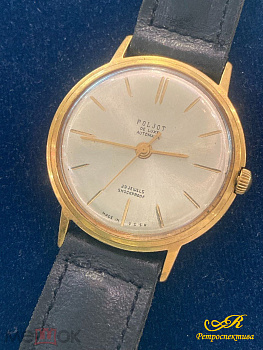  Часы наручные POLJOT DE LUXE. Сталь , позолота AU 20 , автоматические, противоударные , водонепроницаемые. 29 камней. Экспортный вариант. СССР. 