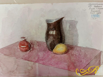  Рисунки,картины  студентов КХУ.  Н.И. Фешина. Мухаметшина К.Р. 17.08.2020 г. 12,20. г.Казань . 37*54 см. Бумага,акварель, карандаш.