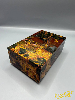  Шкатулка сибайская яшма (Пикассо), бронза. Размер 17,5х10,5х6,5 см.