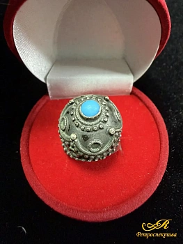 Серебряный перстень с бирюзой. 875 пр. 11,92 гр.