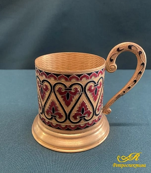 Подстаканник с эмалью. Клеймо ЛФ7 МЕТАЛЛ. СССР.