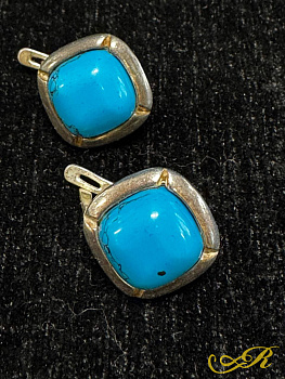 Винтажные серьги из серебра 925 пр, камень бирюза. Вес изделия 8,3 гр.