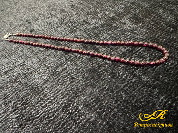 Бусы из граната, винтаж СССР, вес 18,5 гр., длина 40 см