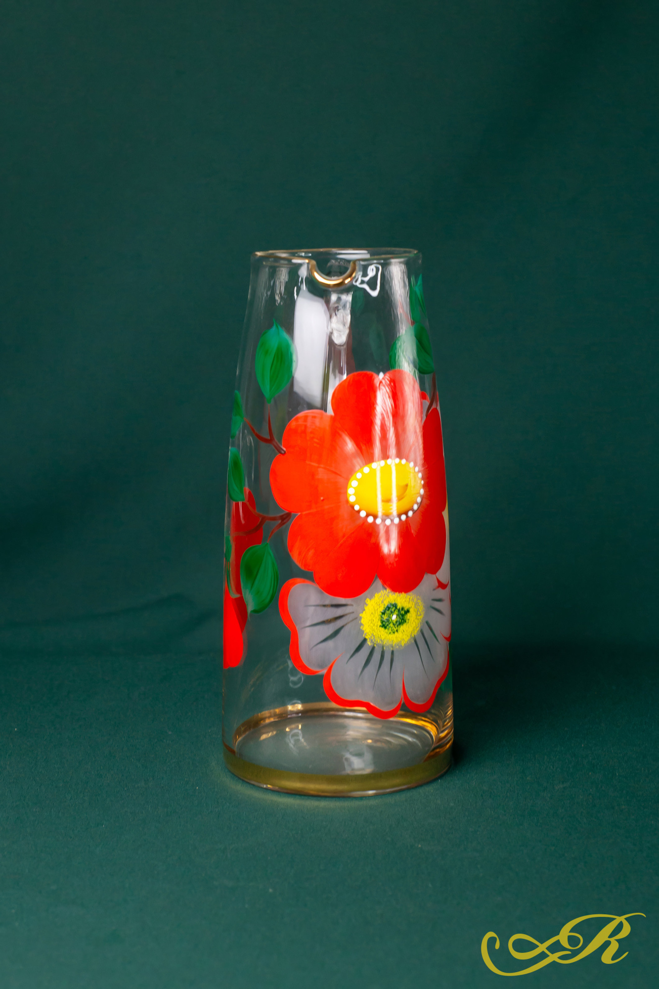 Графин СССР, 2 бокала, стекло, золочение, живопись