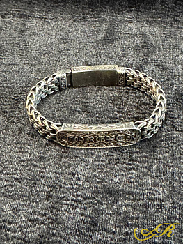  Браслет серебро мужской, 925 пр. Вес 60,1 гр, длина 21 см